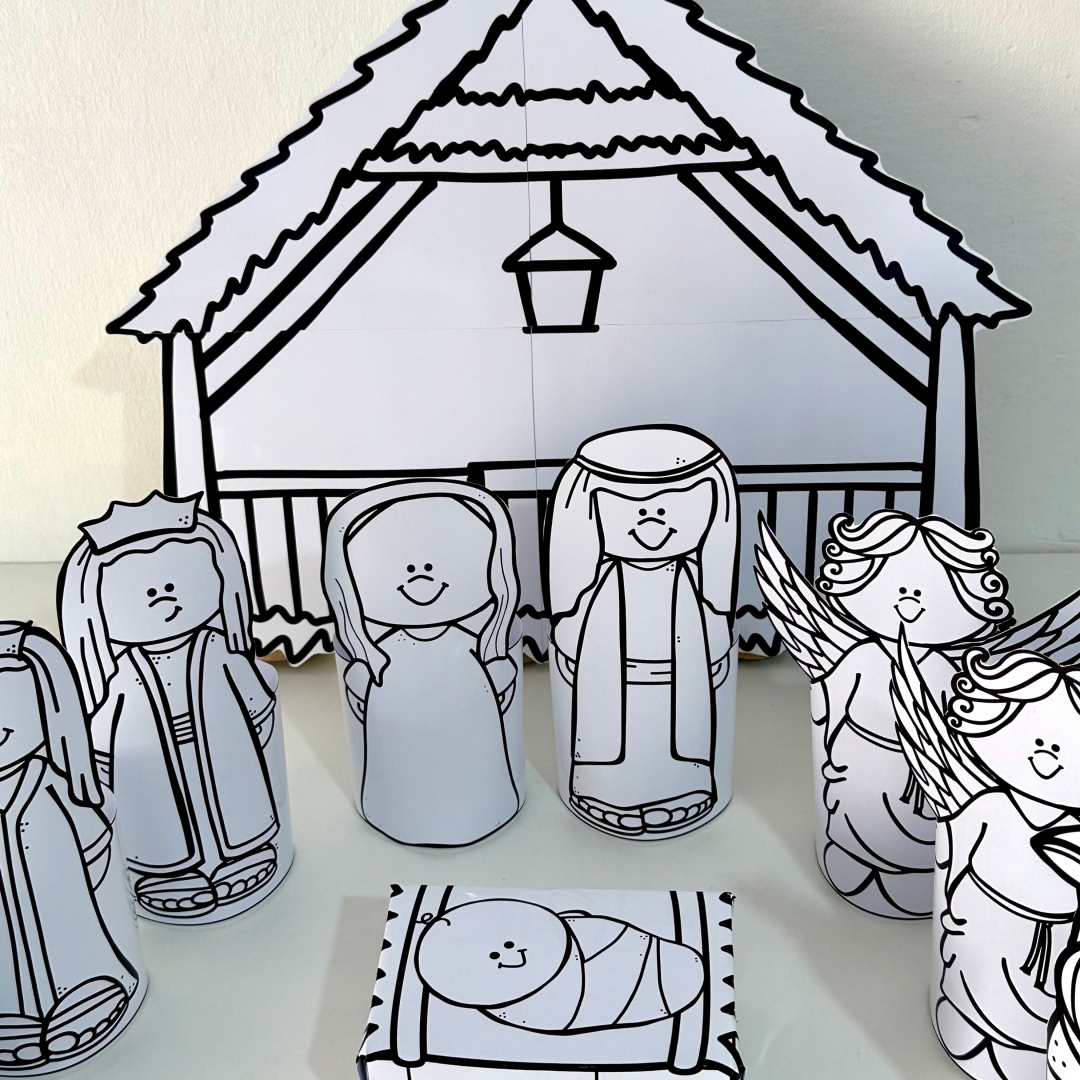 Presépio 3D para colorir