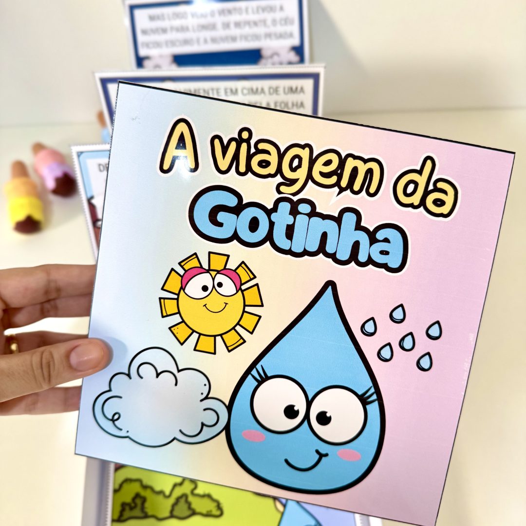 História na caixa A viagem da gotinha.